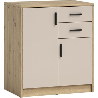 Die Möbelfundgrube Kommode 2 Schubladen Beige-Kaschmir - Eiche 74 x 50 cm - NELLY Die Möbelfundgrube Kommode 2 Schubladen Beige-Kaschmir - Eiche 74 x 50 cm - NELLY
