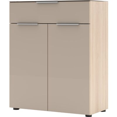 Die Möbelfundgrube Kommode mit Schublade beige Glasfront Riva Eiche 80 cm - SANTORIN Die Möbelfundgrube Kommode mit Schublade beige Glasfront Riva Eiche 80 cm - SANTORIN