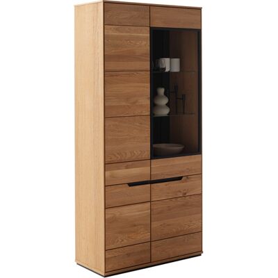 Massivart Vitrine mit Glastür Wildeiche massiv geölt Breite 93 cm - ARAYA Massivart Vitrine mit Glastür Wildeiche massiv geölt Breite 93 cm - ARAYA