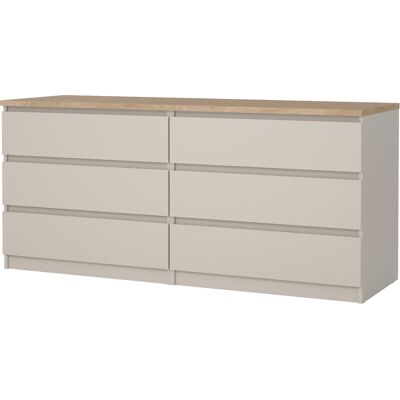 Die Möbelfundgrube Kommode 6 Schubladen Beige-Kaschmir Jackson Hickory 154 cm - NAIA Die Möbelfundgrube Kommode 6 Schubladen Beige-Kaschmir Jackson Hickory 154 cm - NAIA