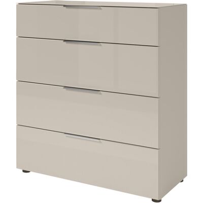 Die Möbelfundgrube Kommode 4 Schubladen Beige-Kaschmir - Glas - 90 cm - SANTORIN Die Möbelfundgrube Kommode 4 Schubladen Beige-Kaschmir - Glas - 90 cm - SANTORIN