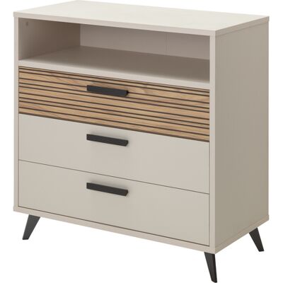 Die Möbelfundgrube Kommode mit 3 Schubladen Eiche - Beige-Kaschmir - 92 x 45 cm - BRAVO Die Möbelfundgrube Kommode mit 3 Schubladen Eiche - Beige-Kaschmir - 92 x 45 cm - BRAVO