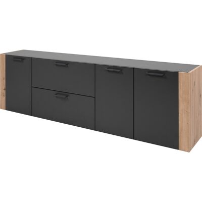 Die Möbelfundgrube Sideboard mit 2 Schubladen anthrazit Artisan Eiche 198 cm - CENTO Die Möbelfundgrube Sideboard mit 2 Schubladen anthrazit Artisan Eiche 198 cm - CENTO