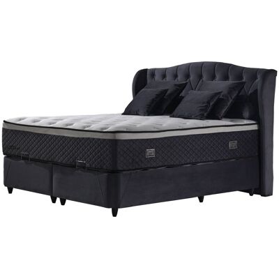 Die Möbelfundgrube Boxbett 180 x 200 cm grau mit Bettkasten und Topper - INDIGO Die Möbelfundgrube Boxbett 180 x 200 cm grau mit Bettkasten und Topper - INDIGO