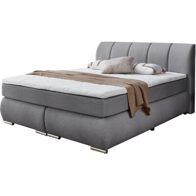 Massivart Boxspringbett 180 x 200 cm grau Microfaserbezug - GRAZ Massivart Boxspringbett 180 x 200 cm grau Microfaserbezug - GRAZ