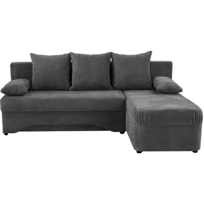 Die Möbelfundgrube Ecksofa Cord grau Bettkasten Schlaffunktion 191 x 142 cm - POLARIS Die Möbelfundgrube Ecksofa Cord grau Bettkasten Schlaffunktion 191 x 142 cm - POLARIS