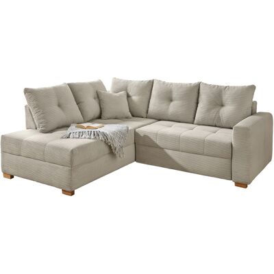 Massivart Ecksofa Cord grau-beige 228 cm - Schlaffunktion Bettkasten - HEIDELBERG Massivart Ecksofa Cord grau-beige 228 cm - Schlaffunktion Bettkasten - HEIDELBERG