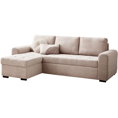 Die Möbelfundgrube Ecksofa Cord beige mit Schlaffunktion 243 cm - Bettkasten - POLL Die Möbelfundgrube Ecksofa Cord beige mit Schlaffunktion 243 cm - Bettkasten - POLL