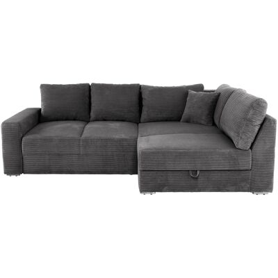 Massivart Ecksofa Schlaffunktion Cord grau - Bettkasten 260 cm - JANIS Massivart Ecksofa Schlaffunktion Cord grau - Bettkasten 260 cm - JANIS