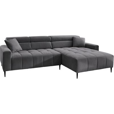 Massivart Ecksofa Cord grau elektrisch ausfahrbar 256 cm - OT rechts - SIMPLE Massivart Ecksofa Cord grau elektrisch ausfahrbar 256 cm - OT rechts - SIMPLE