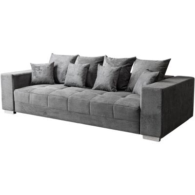 Massivart Big Sofa Cord grau - mit Nosagunterfederung - 254 cm - BORNEO Massivart Big Sofa Cord grau - mit Nosagunterfederung - 254 cm - BORNEO