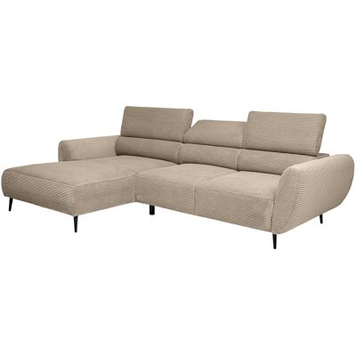 Massivart Ecksofa Cord beige elektrisch ausfahrbar 277 cm - ALISSON Massivart Ecksofa Cord beige elektrisch ausfahrbar 277 cm - ALISSON