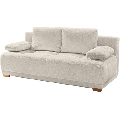 Massivart Schlafsofa beige ausziehbar mit Bettkasten 205 x 105 cm - DAVE Massivart Schlafsofa beige ausziehbar mit Bettkasten 205 x 105 cm - DAVE