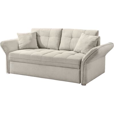 Massivart Schlafsofa Cord grau-beige ausziehbar 167 x 105 cm - LEON Massivart Schlafsofa Cord grau-beige ausziehbar 167 x 105 cm - LEON