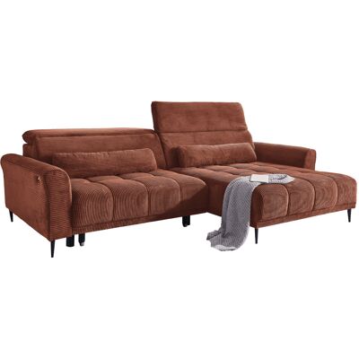 Massivart Ecksofa Cord rost elektrisch ausfahrbar 277 cm - OT rechts - LOGAN Massivart Ecksofa Cord rost elektrisch ausfahrbar 277 cm - OT rechts - LOGAN
