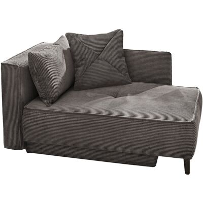 Massivart Einzelsofa Cord 155 cm Recamiere mit Schlaffunktion grau - REX Massivart Einzelsofa Cord 155 cm Recamiere mit Schlaffunktion grau - REX