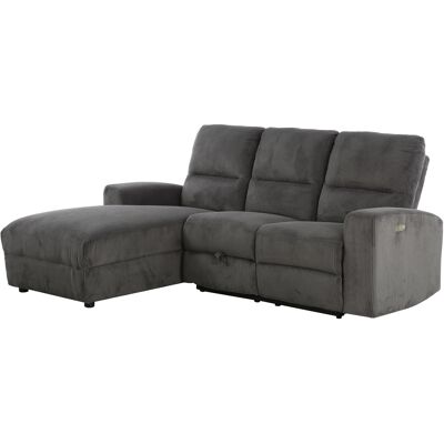 Massivart Ecksofa Cord grau 216 x 156 cm Relaxfunktion Federkern - PALINA Massivart Ecksofa Cord grau 216 x 156 cm Relaxfunktion Federkern - PALINA