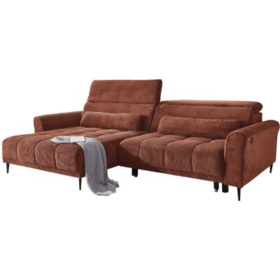 Massivart Ecksofa Cord rost elektrisch ausfahrbar 277 cm - OT links - LOGAN Massivart Ecksofa Cord rost elektrisch ausfahrbar 277 cm - OT links - LOGAN