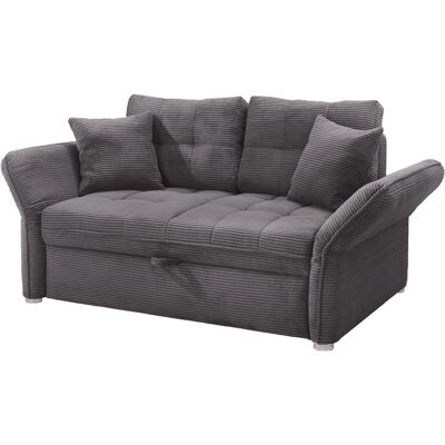 Massivart Schlafsofa Cord grau ausziehbar 147 x 105 cm - LEON Massivart Schlafsofa Cord grau ausziehbar 147 x 105 cm - LEON