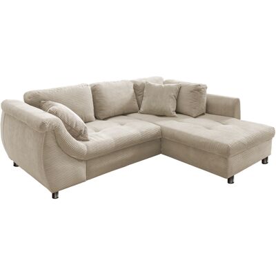 Massivart Ecksofa Cord beige Schlaffunktion OT rechts - LUNARO Massivart Ecksofa Cord beige Schlaffunktion OT rechts - LUNARO