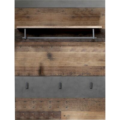 Interfurn Irwin Wandgarderobe 1 Ablage, 1 Garderobenstange und 3 Kleiderhaken, grau Matera Dekor, Old Wood Dekor. Interfurn Irwin Wandgarderobe 1 Ablage, 1 Garderobenstange und 3 Kleiderhaken, grau Matera Dekor, Old Wood Dekor.