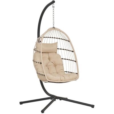 House Nordic Petra Hängestuhl inkl. Kissen zusammenklappbarer Korb beige, grau, schwarz. House Nordic Petra Hängestuhl inkl. Kissen zusammenklappbarer Korb beige, grau, schwarz.