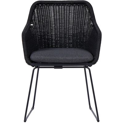 Schou Sif Gartenstuhl Polyrattan mit Kissen schwarz, grau. Schou Sif Gartenstuhl Polyrattan mit Kissen schwarz, grau.