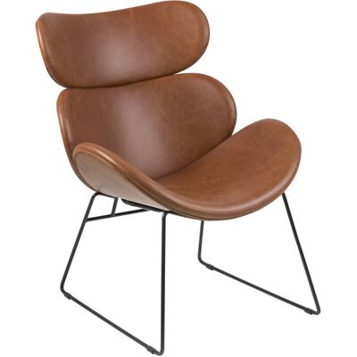 Actona Cazy Sessel aus vintage cognac farbenen PU Kunstleder mit schwarzen Gestell. Actona Cazy Sessel aus vintage cognac farbenen PU Kunstleder mit schwarzen Gestell.