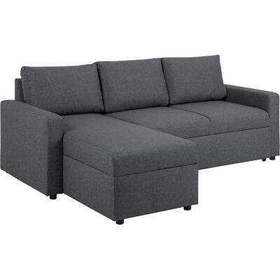 Sander Schlafsofa mit Ottomane, Aufbewahrung und Auszug grau. Sander Schlafsofa mit Ottomane, Aufbewahrung und Auszug grau.