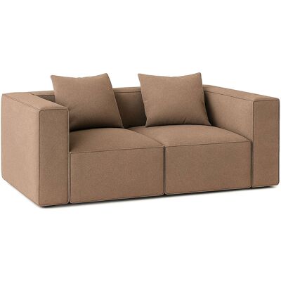 Trade Point Box 2-Sitzer Sofa, 2 Dekokissen beige, braun. Trade Point Box 2-Sitzer Sofa, 2 Dekokissen beige, braun.