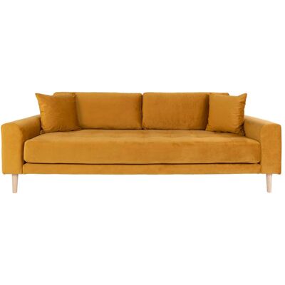 House Nordic Lido Sofa 3 Pers. velour inkl. 2 dekorative Kissen, senfgelb. House Nordic Lido Sofa 3 Pers. velour inkl. 2 dekorative Kissen, senfgelb.