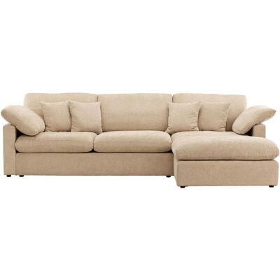 Amalfi Chaiselongue-Sofa 6 Zierkissen links sandfarben. Amalfi Chaiselongue-Sofa 6 Zierkissen links sandfarben.