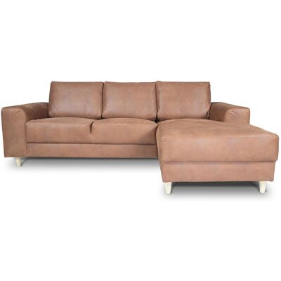 SK Design Nordic Sofa mit Chaiselong rechts gewendet Cognacfarben Lederfaserstoff. SK Design Nordic Sofa mit Chaiselong rechts gewendet Cognacfarben Lederfaserstoff.