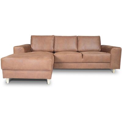 SK Design Nordic Sofa mit Chaiselong links gewendet Cognacfarben Lederfaserstoff. SK Design Nordic Sofa mit Chaiselong links gewendet Cognacfarben Lederfaserstoff.