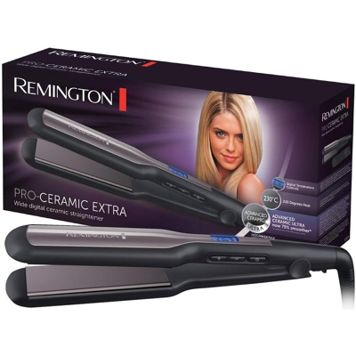 Remington Pro-Ceramic Extra Breiter Haarglätter (extra-breite 45mm Stylingplatten - besonders für dickes krauses lockiges und sehr langes Haar) LCD-Display 150-230°C Haarglätter S5525 Remington Pro-Ceramic Extra Breiter Haarglätter (extra-breite 45mm Stylingplatten - besonders für dickes krauses lockiges und sehr langes Haar) LCD-Display 150-230°C Haarglätter S5525