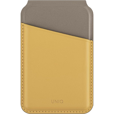UNIQ LYDEN DS RFID-blockierender magnetischer Kartenhalter mit Ständer, Kanariengelb/Flintgrau, magnetischer Kartenhalter mit Ständer UNIQ LYDEN DS RFID-blockierender magnetischer Kartenhalter mit Ständer, Kanariengelb/Flintgrau, magnetischer Kartenhalter mit Ständer