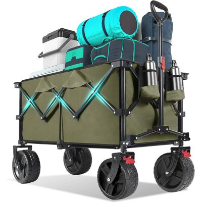 Sekey Klappbarer Festival-Transportwagen 200 L mit extra breiten All-Terrain-Rädern und Bremse, Khaki Sekey Klappbarer Festival-Transportwagen 200 L mit extra breiten All-Terrain-Rädern und Bremse, Khaki