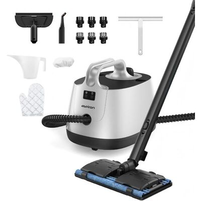 ASPIRON CA019 Dampfreiniger, 1500 W, 4 Bar, Bis zu 145 °C heißer Dampf, 1,5 L Wassertank, 21 Zubehörteile, Chemiefreie Reinigung für Böden, Fenster, Fugen, Polster, Teppiche und Auto, grau ASPIRON CA019 Dampfreiniger, 1500 W, 4 Bar, Bis zu 145 °C heißer Dampf, 1,5 L Wassertank, 21 Zubehörteile, Chemiefreie Reinigung für Böden, Fenster, Fugen, Polster, Teppiche und Auto, grau