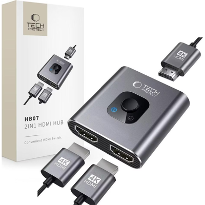 Tech-Protect HB07 HUB Adapter 2-in-1 HDMI 4K 60HZ - Grau Tech-Protect HB07 HUB Adapter 2-in-1 HDMI 4K 60HZ - Grau