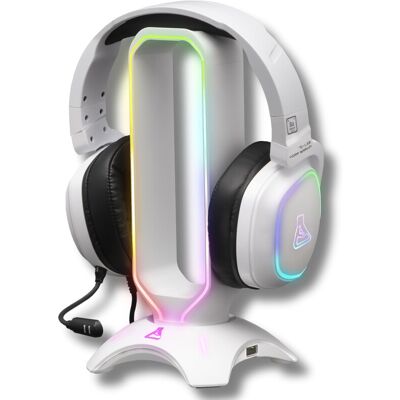 The G-LAB K-STAND-RADON-W Gaming-Ständer für Headset - RGB - 2 USB-Hub - Weiß The G-LAB K-STAND-RADON-W Gaming-Ständer für Headset - RGB - 2 USB-Hub - Weiß