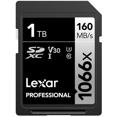 Lexar 1 TB professional 1066x SD-Karte, UHS-I, C10, U3, V30, Full HD, 4K, bis zu 160 MB/s Lesegeschwindigkeit, SDXC-Speicherkarte für DSLR- und spiegellose Kameras Lexar 1 TB professional 1066x SD-Karte, UHS-I, C10, U3, V30, Full HD, 4K, bis zu 160 MB/s Lesegeschwindigkeit, SDXC-Speicherkarte für DSLR- und spiegellose Kameras