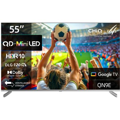 CHiQ Fernseher 55 Zoll (139 cm), 4K Mini LED Smart TV, Wide Gamut, MEMC&Local Dimming, DLG 120Hz, AirPlay&Chromecast Built-in, Dolby Vision& Atmos, Rahmenlos M55QN9E CHiQ Fernseher 55 Zoll (139 cm), 4K Mini LED Smart TV, Wide Gamut, MEMC&Local Dimming, DLG 120Hz, AirPlay&Chromecast Built-in, Dolby Vision& Atmos, Rahmenlos M55QN9E
