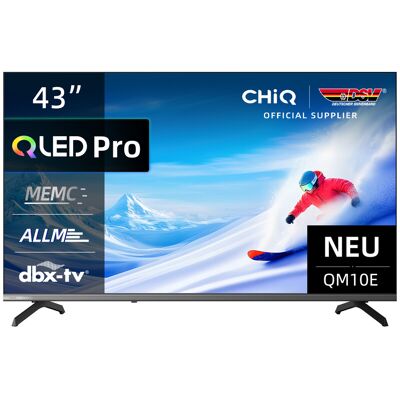 CHiQ U43QM10E 43 Zoll (109 cm) 4K Ultra HD QLED Smart TV Mit smartem Google TV HDR10, VRR & ALLM Ultra-dünnes Randlos-Design Dolby Audio Triple Tuner (DVB-C/T/T2/S/S2) Dual-Band WLAN Neues Modell CHiQ U43QM10E 43 Zoll (109 cm) 4K Ultra HD QLED Smart TV Mit smartem Google TV HDR10, VRR & ALLM Ultra-dünnes Randlos-Design Dolby Audio Triple Tuner (DVB-C/T/T2/S/S2) Dual-Band WLAN Neues Modell