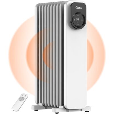 Midea NY2009-24UR Ölradiator, mobile elektrische Heizung mit Thermostat, 2000 W, 9 Rippen mit Fernbedienung und LED-Touchscreen, 4 Modi, Überhitzungsschutz und Kippschutz, leise Midea NY2009-24UR Ölradiator, mobile elektrische Heizung mit Thermostat, 2000 W, 9 Rippen mit Fernbedienung und LED-Touchscreen, 4 Modi, Überhitzungsschutz und Kippschutz, leise