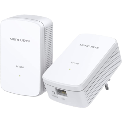 Mercusys Powerline Adapter MP500 KIT, 1000 Mbit/s HomePlug AV2, Gigabit Port, Plug & Play, Ohne WLAN Mercusys Powerline Adapter MP500 KIT, 1000 Mbit/s HomePlug AV2, Gigabit Port, Plug & Play, Ohne WLAN