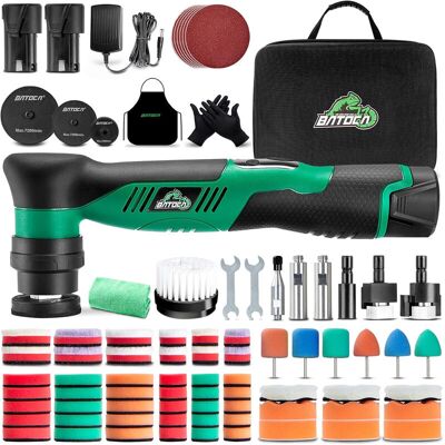 BATOCA S5 Mini-Akkuscheibenpolierer, rotatorisch und exzentrisch, Auto-Polierer-Set mit 2 x 12 V, 2,0 Ah Akkus, 25 mm/50 mm/75 mm Polierscheiben, für Auto-Detailing, Autoscheinwerfer BATOCA S5 Mini-Akkuscheibenpolierer, rotatorisch und exzentrisch, Auto-Polierer-Set mit 2 x 12 V, 2,0 Ah Akkus, 25 mm/50 mm/75 mm Polierscheiben, für Auto-Detailing, Autoscheinwerfer