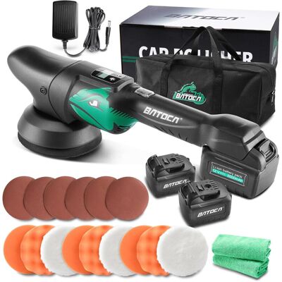 BATOCA S2 Auto-Poliermaschine, Akku-Polierer, LCD-Drehzahlanzeige 2000–4500 U/min, 8 mm Exzentrischer / Orbital-Puffer, Auto-Polierer, Polierset mit 2 x 5000 mAh Akkus, 125 mm Polierschwamm BATOCA S2 Auto-Poliermaschine, Akku-Polierer, LCD-Drehzahlanzeige 2000–4500 U/min, 8 mm Exzentrischer / Orbital-Puffer, Auto-Polierer, Polierset mit 2 x 5000 mAh Akkus, 125 mm Polierschwamm