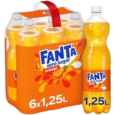 Fanta Zero Mandarin Lemonade - Zuckerfreies, kalorienfreies Erfrischungsgetränk mit fruchtigem Mandarinengeschmack - 6 x 1,25 L Einweg-PET-Flaschen - Lagerpackung Fanta Zero Mandarin Lemonade - Zuckerfreies, kalorienfreies Erfrischungsgetränk mit fruchtigem Mandarinengeschmack - 6 x 1,25 L Einweg-PET-Flaschen - Lagerpackung