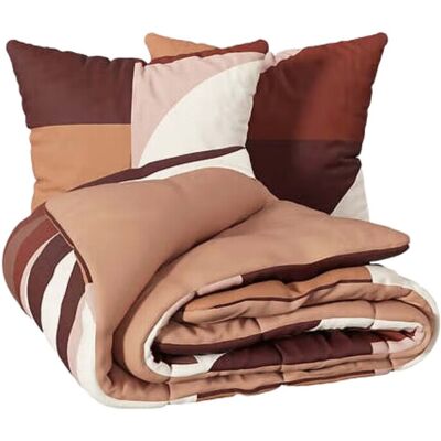 Atmosphera Tatia Gedrucktes Bett-Set 240 x 220 cm Baumwolle Perkal Atmosphera Tatia Gedrucktes Bett-Set 240 x 220 cm Baumwolle Perkal