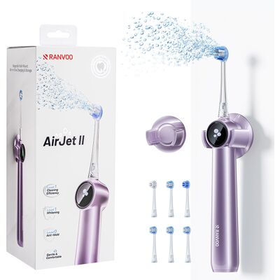 RANVOO AirJet II Elektrische Zahnbürste, Maximale Plaque- & Zahnsteinentfernung, Aufhellung, Sensitive Zahnfleischpflege, 60-Tage-Akku, Magnetische Aufladung, 6 Bürstenköpfe Blasslila RANVOO AirJet II Elektrische Zahnbürste, Maximale Plaque- & Zahnsteinentfernung, Aufhellung, Sensitive Zahnfleischpflege, 60-Tage-Akku, Magnetische Aufladung, 6 Bürstenköpfe Blasslila